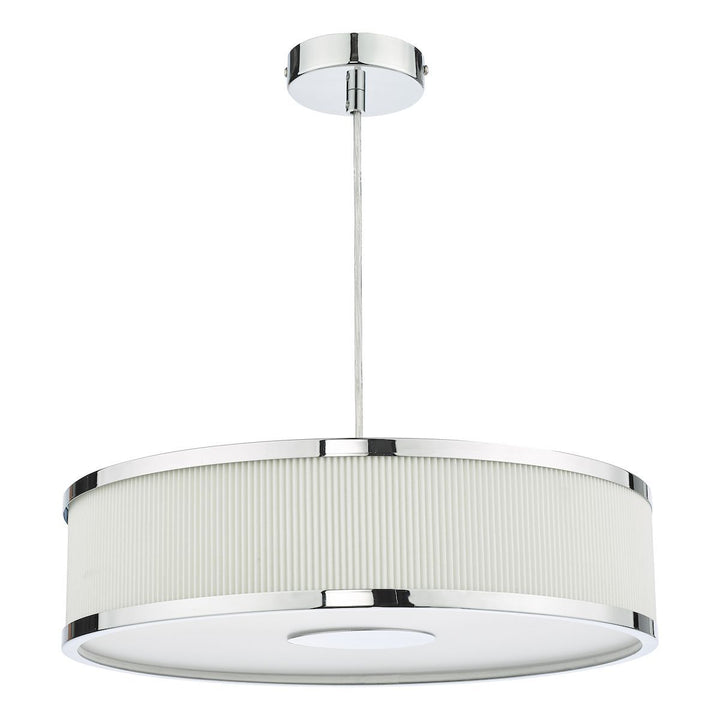 Dar Lighting ALV1033 | Alvaro 3-Light Pendant | Polished Chrome | Ivory