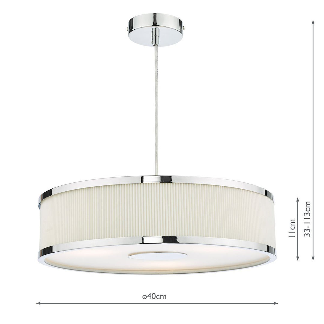 Dar Lighting ALV1033 | Alvaro 3-Light Pendant | Polished Chrome | Ivory