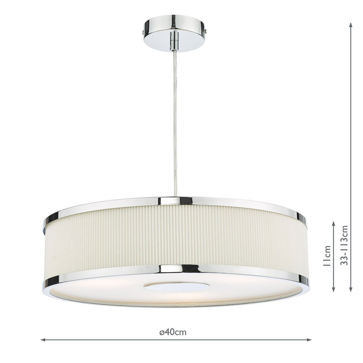 Dar Lighting ALV1033 | Alvaro 3-Light Pendant | Polished Chrome | Ivory