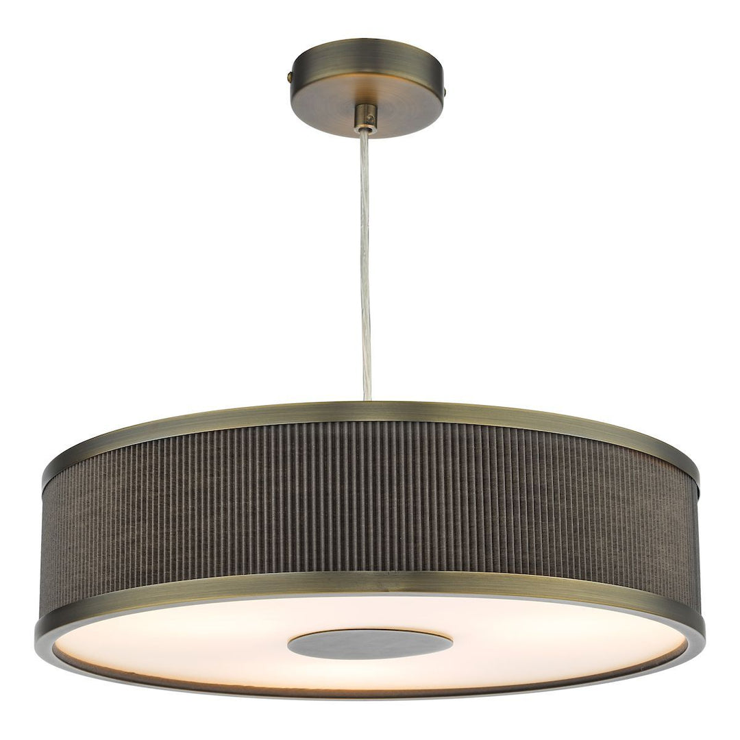Dar Lighting ALV1039 | Alvaro Single Pendant | 3-Light | Antique Bronze & Mushroom