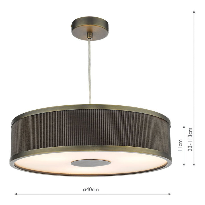 Dar Lighting ALV1039 | Alvaro Single Pendant | 3-Light | Antique Bronze & Mushroom