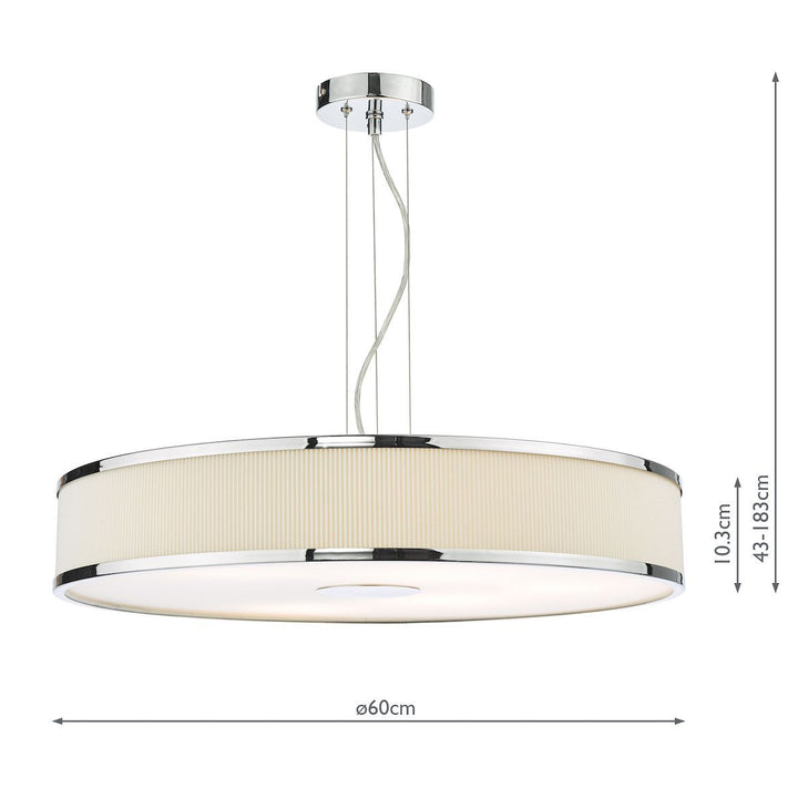 Dar Lighting ALV1733 | Alvaro 6-Light Pendant | Polished Chrome & Ivory