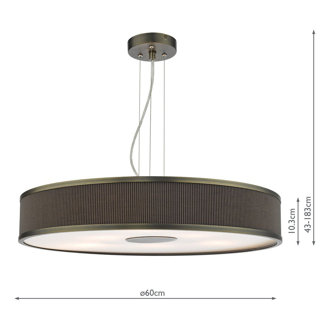 Dar Lighting ALV1739 | Alvaro 6-Light Pendant | Antique Bronze & Mushroom Brown