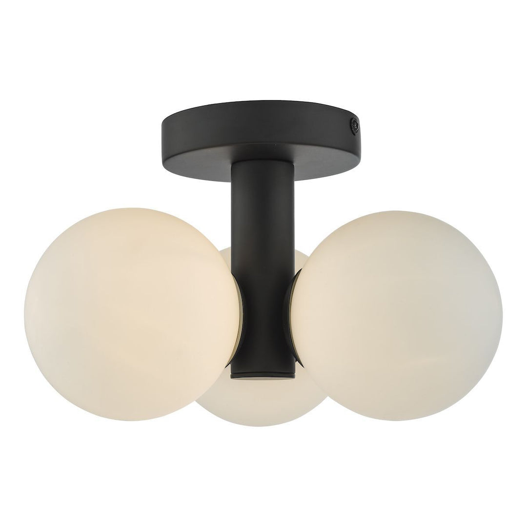 Dar BLA5322 | Blake | 3 Light Semi Flush | Matt Black | Opal Glass