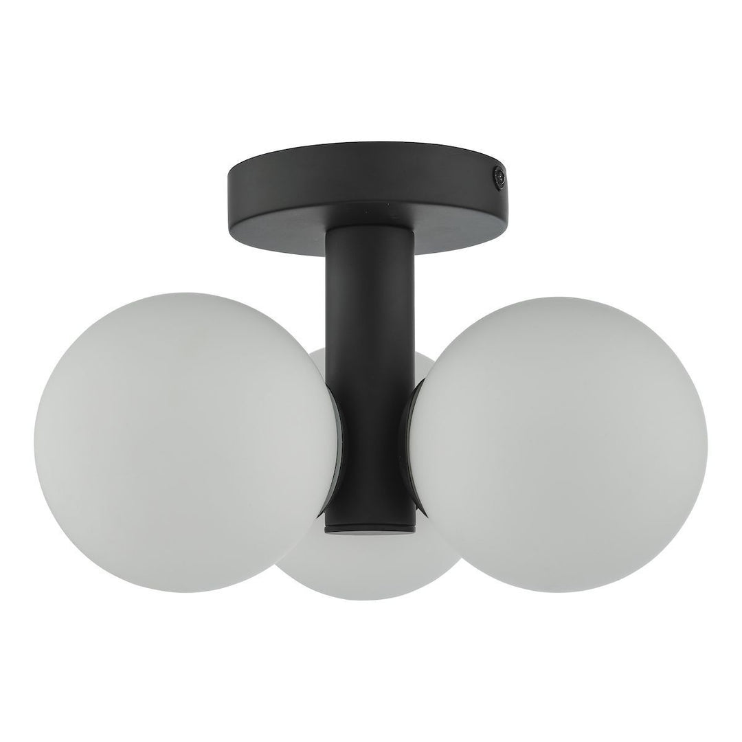 Dar BLA5322 | Blake | 3 Light Semi Flush | Matt Black | Opal Glass