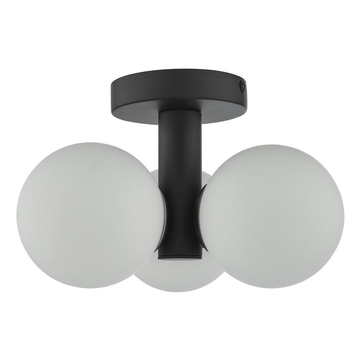 Dar BLA5322 | Blake | 3 Light Semi Flush | Matt Black | Opal Glass