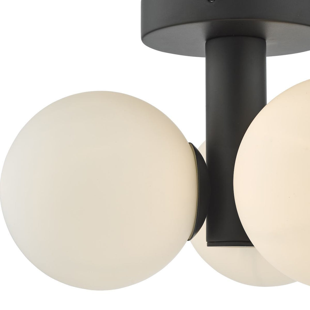Dar BLA5322 | Blake | 3 Light Semi Flush | Matt Black | Opal Glass
