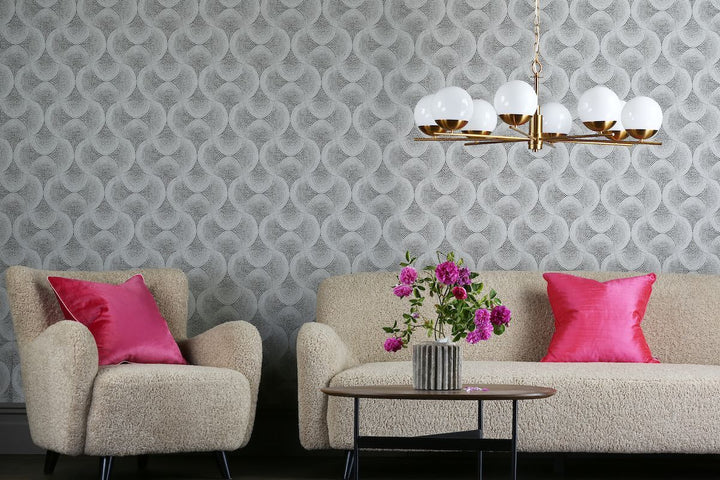 Dar BOM0835 | Bombazine 8 Light Pendant | Natural Brass | Opal Glass