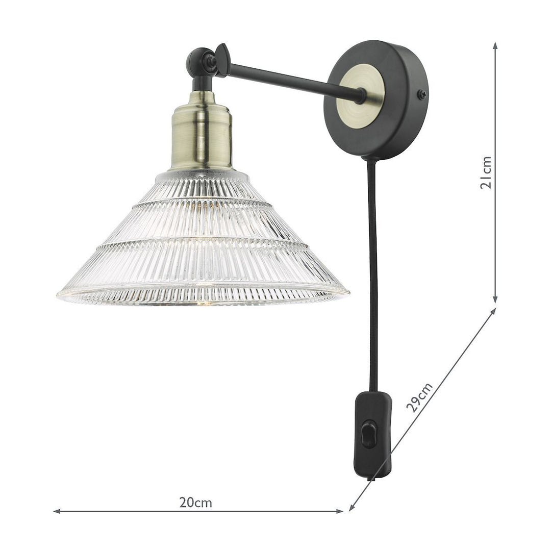 Dar BOY0775 | Boyd Single Wall Light | Antique Brass & Matt Black