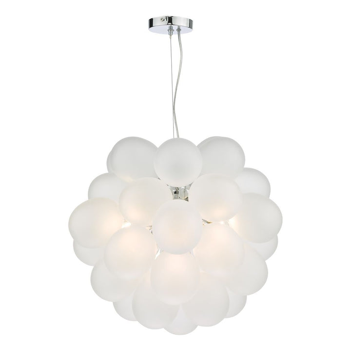 Dar BUB0602 | Bubbles 6 Light Pendant | Polished Chrome & Frosted Glass
