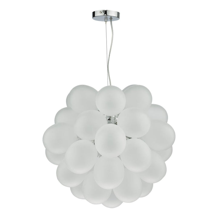Dar BUB0602 | Bubbles 6 Light Pendant | Polished Chrome & Frosted Glass