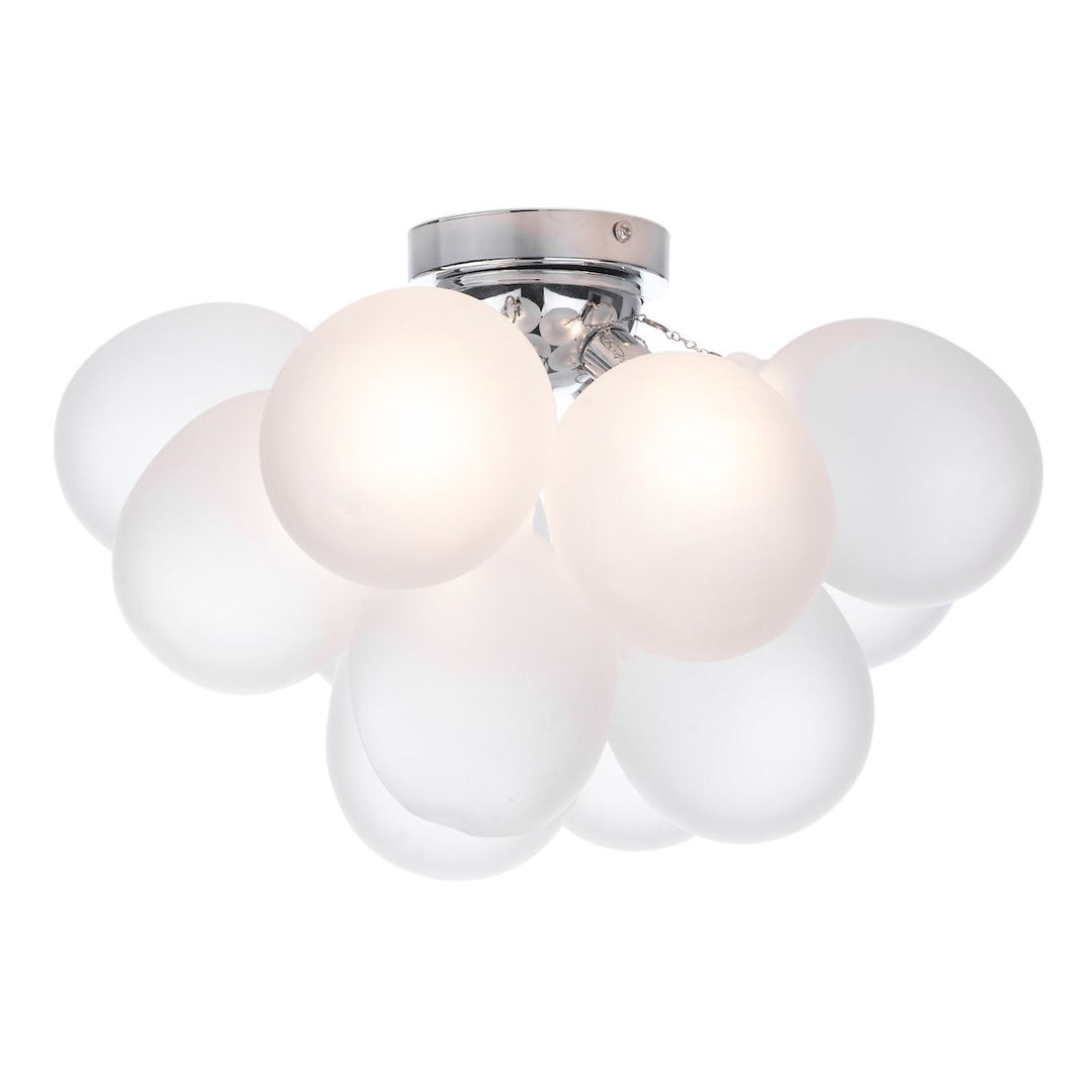 Dar BUB5202 | Bubbles 4 Light Flush | Polished Chrome & Frosted Glass