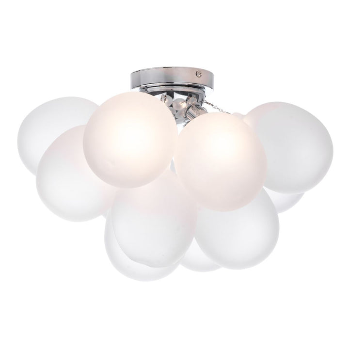 Dar BUB5202 | Bubbles 4 Light Flush | Polished Chrome & Frosted Glass