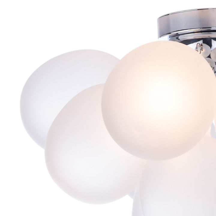 Dar BUB5202 | Bubbles 4 Light Flush | Polished Chrome & Frosted Glass