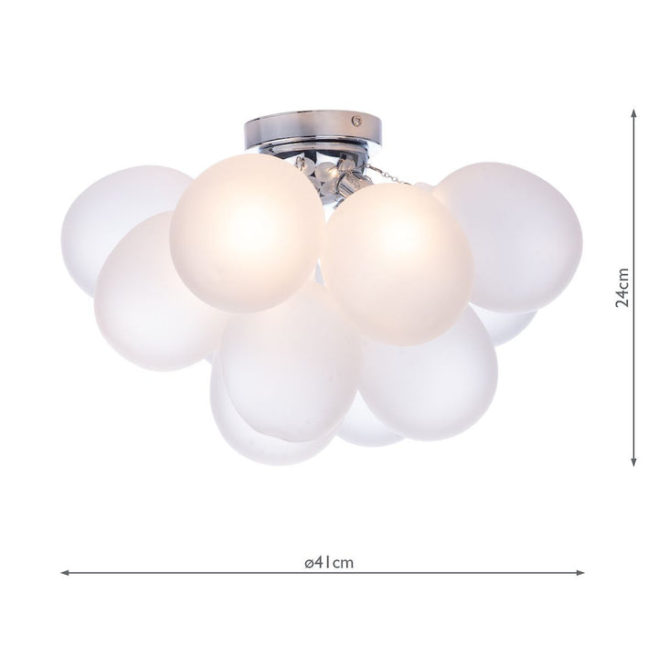 Dar BUB5202 | Bubbles 4 Light Flush | Polished Chrome & Frosted Glass