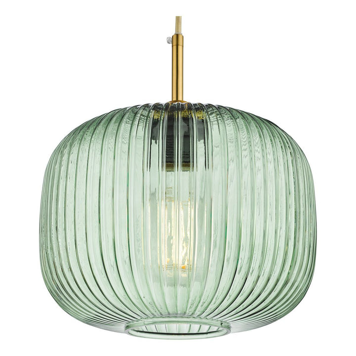 Dar Lighting DEM0124 | Demarius | Green Glass Pendant | Bronze Detail