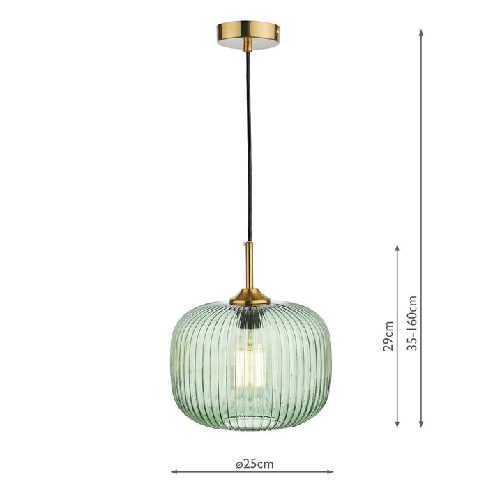 Dar Lighting DEM0124 | Demarius | Green Glass Pendant | Bronze Detail
