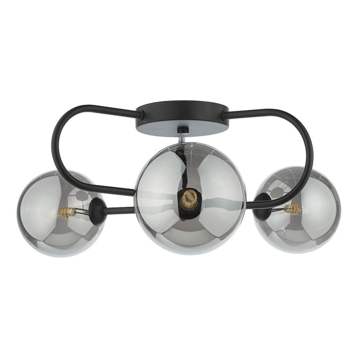 Dar EIS5322 Eissa 3 Light Semi Flush Matt Black Smoked Glass