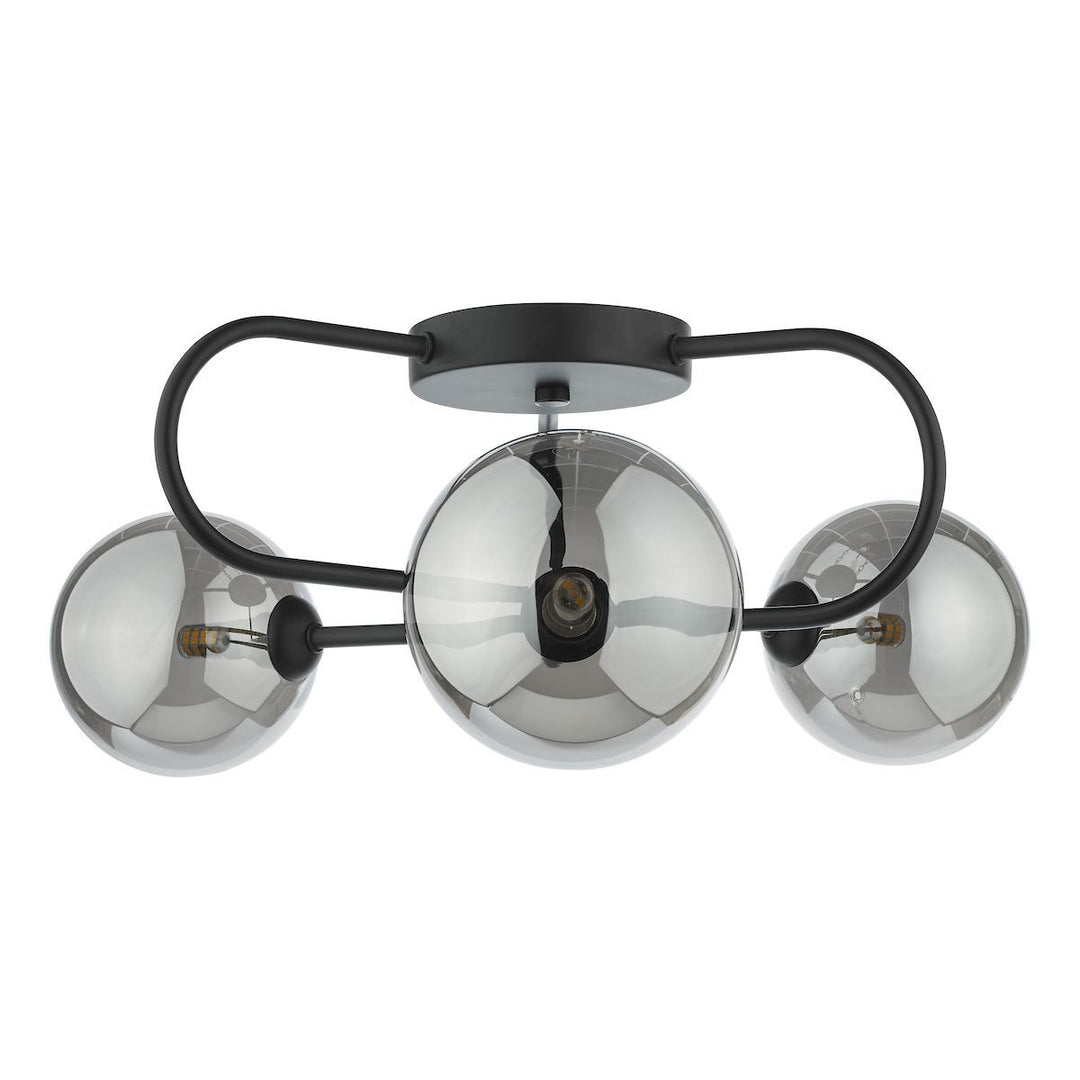 Dar EIS5322 Eissa 3 Light Semi Flush Matt Black Smoked Glass