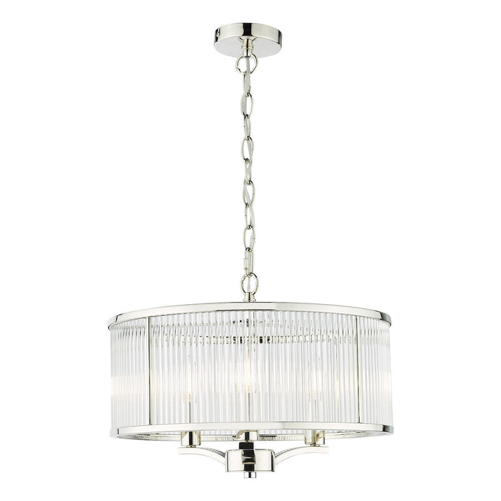 Dar EVE0338 | Evelyn | 3-Light Glass Pendant in Polished Nickel
