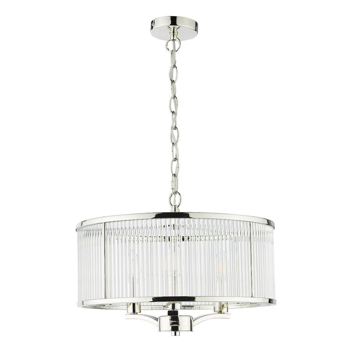 Dar EVE0338 | Evelyn | 3-Light Glass Pendant in Polished Nickel