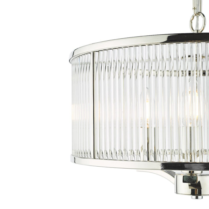 Dar EVE0338 | Evelyn | 3-Light Glass Pendant in Polished Nickel