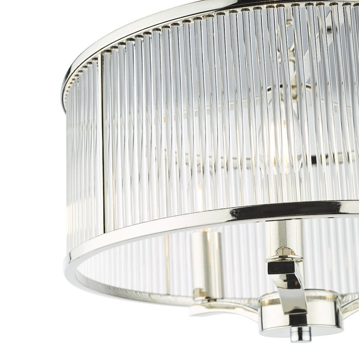 Dar EVE0338 | Evelyn | 3-Light Glass Pendant in Polished Nickel