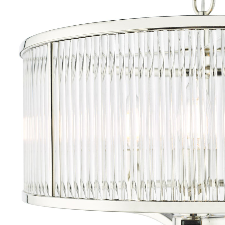 Dar EVE0338 | Evelyn | 3-Light Glass Pendant in Polished Nickel