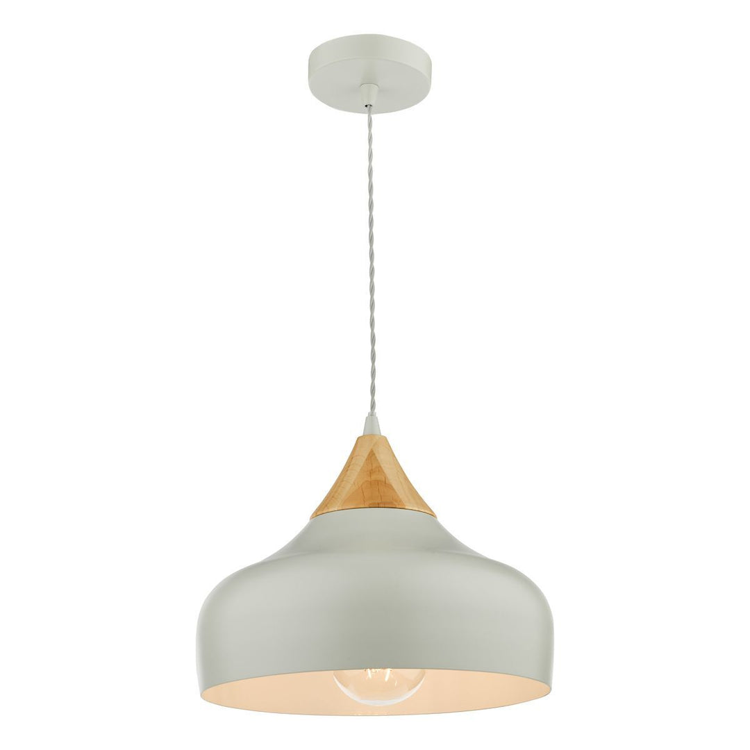 Dar GAU0139 | Gaucho Pendant | Single Light | Grey and Wood Finish