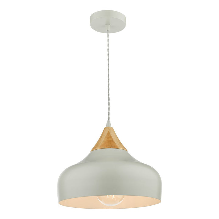 Dar GAU0139 | Gaucho Pendant | Single Light | Grey and Wood Finish