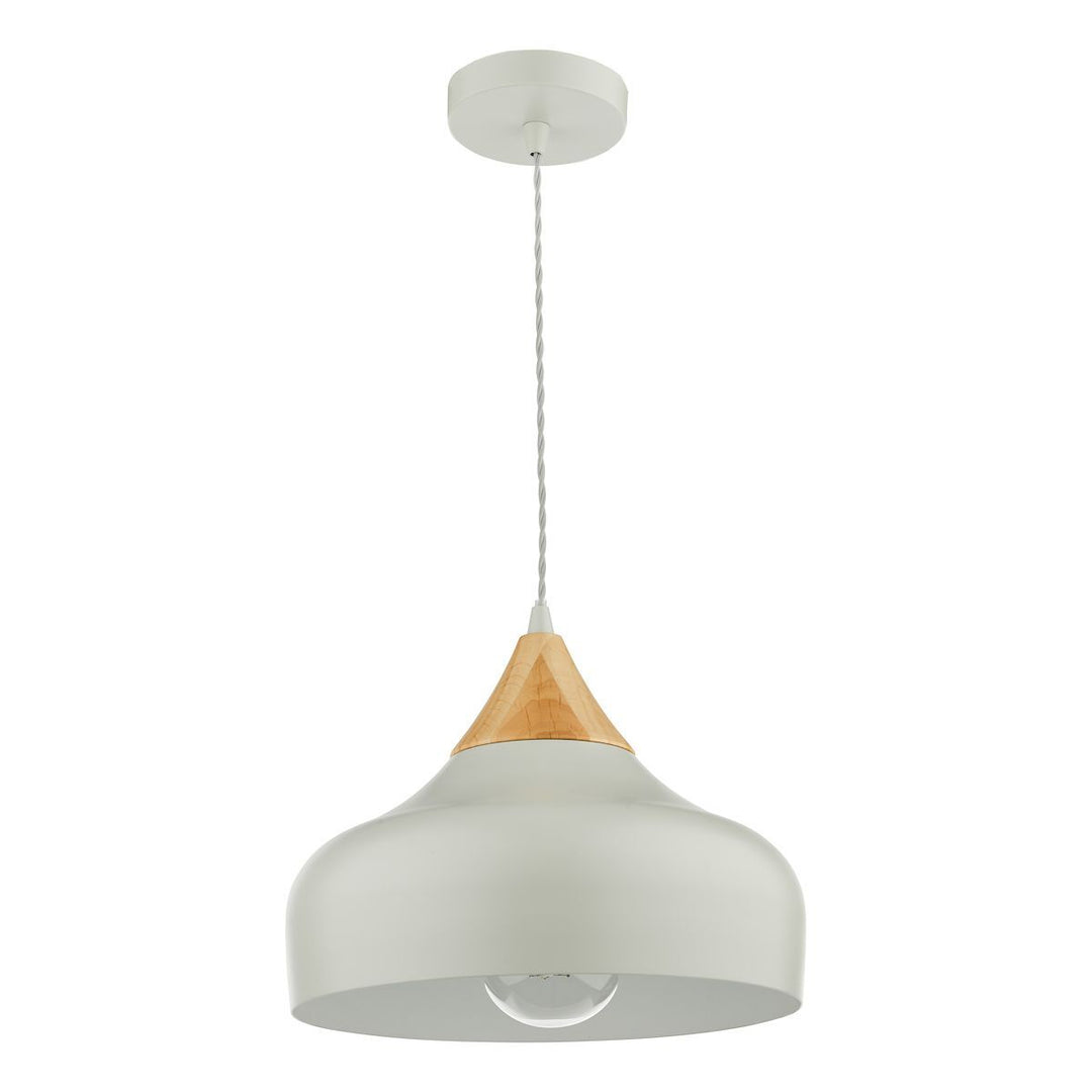 Dar GAU0139 | Gaucho Pendant | Single Light | Grey and Wood Finish