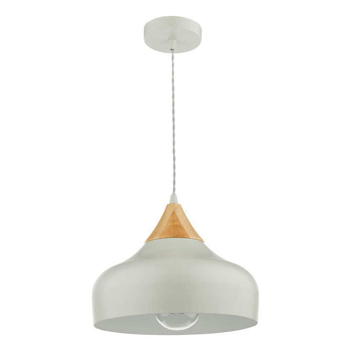 Dar GAU0139 | Gaucho Pendant | Single Light | Grey and Wood Finish