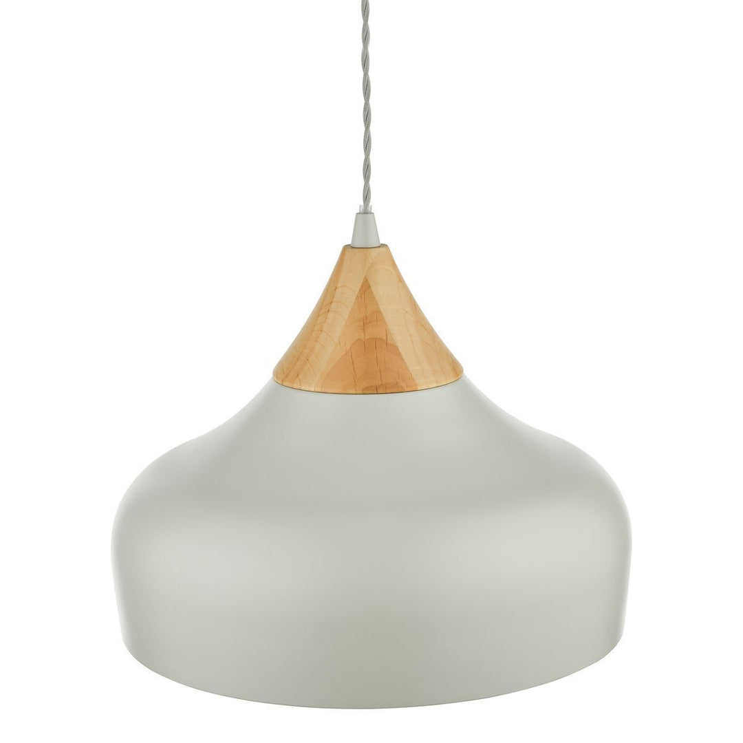 Dar GAU0139 | Gaucho Pendant | Single Light | Grey and Wood Finish
