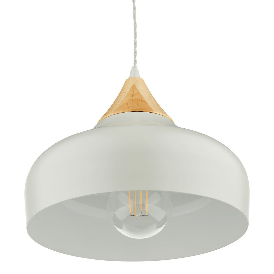Dar GAU0139 | Gaucho Pendant | Single Light | Grey and Wood Finish