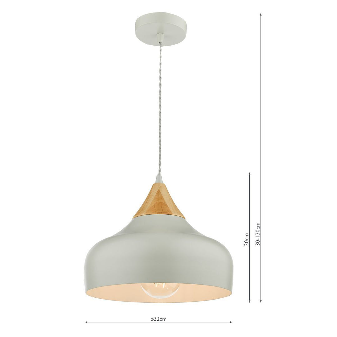 Dar GAU0139 | Gaucho Pendant | Single Light | Grey and Wood Finish