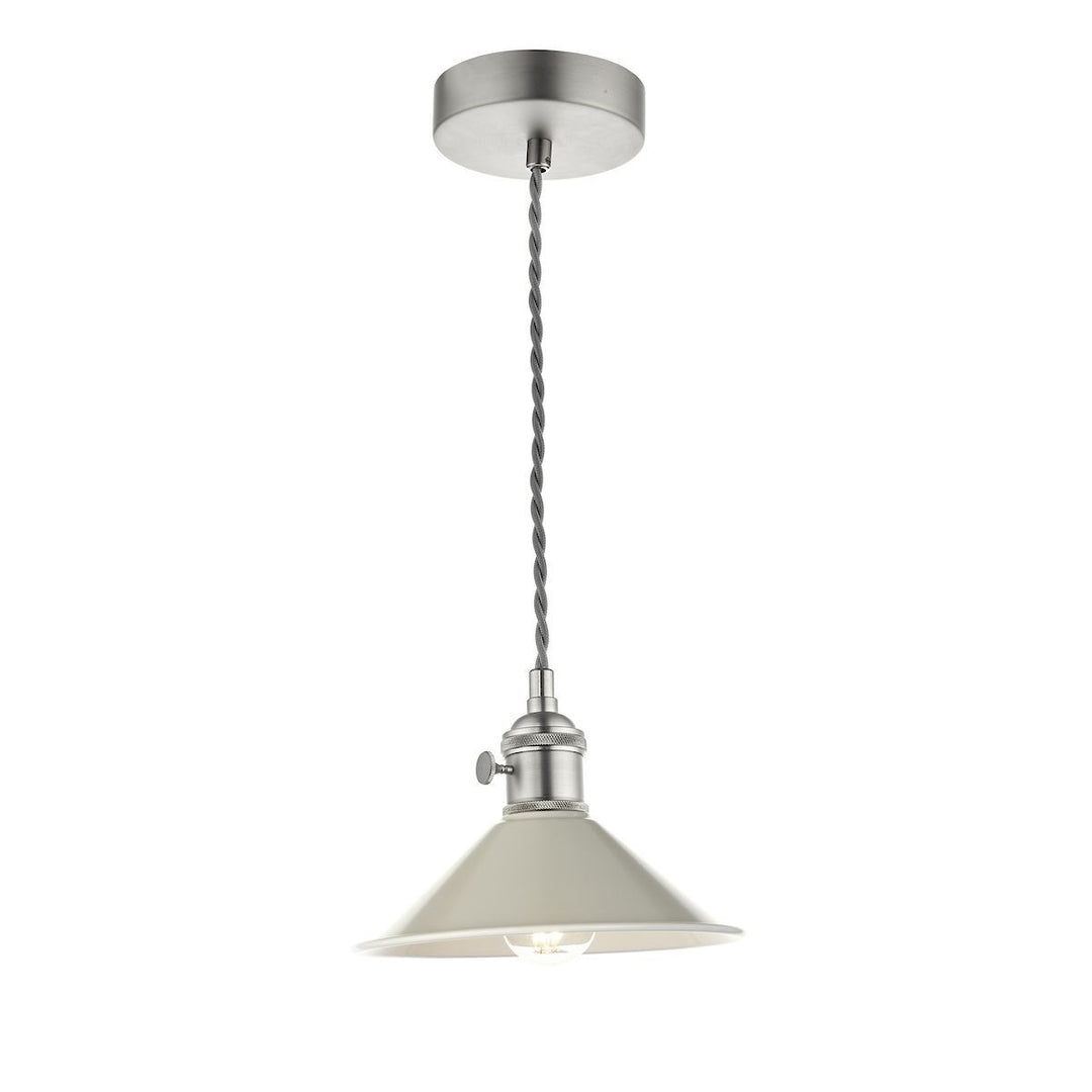 Dar HAD0161-06 Hadano 1 Light Pendant Antique Chrome With Cashmere Shade