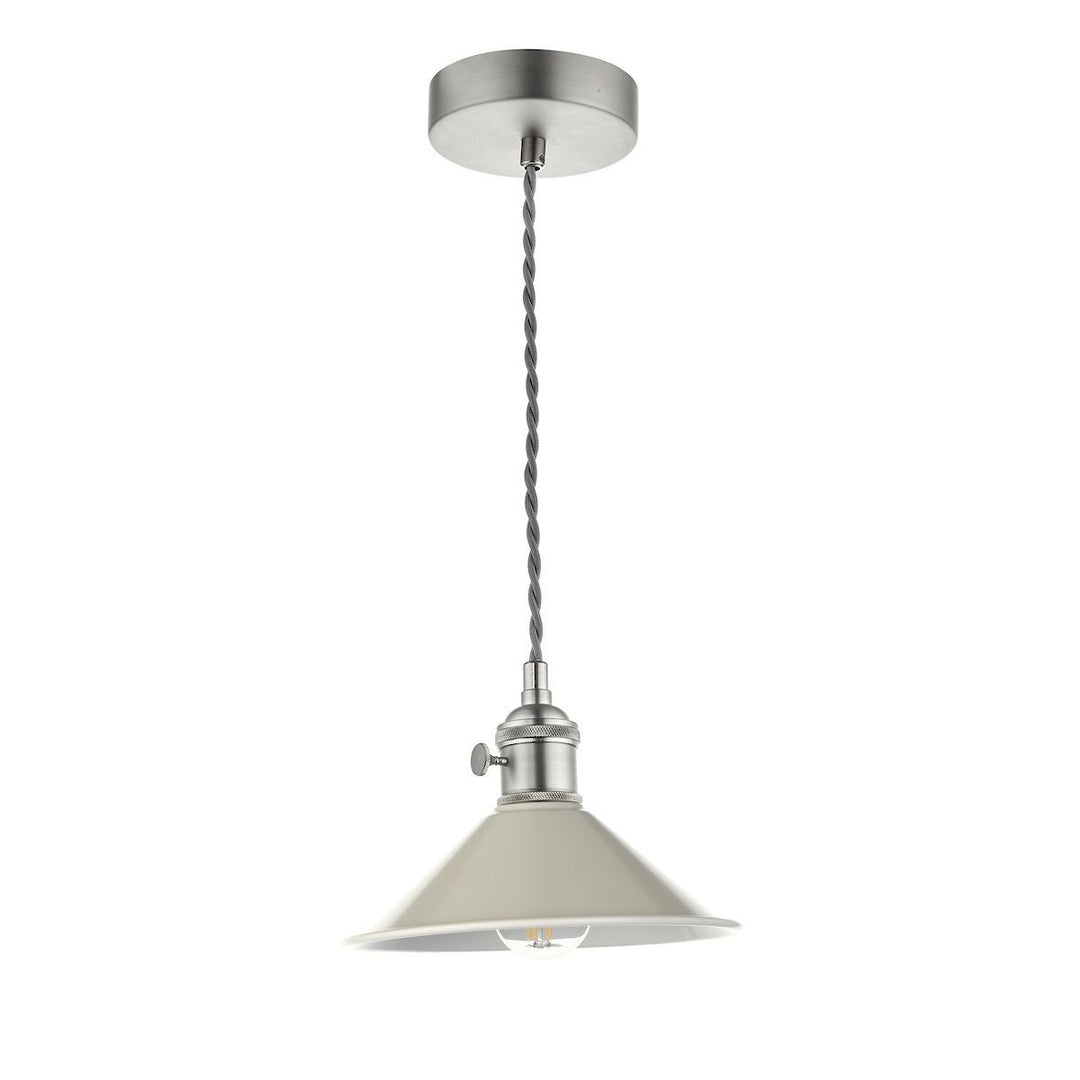 Dar HAD0161-06 Hadano 1 Light Pendant Antique Chrome With Cashmere Shade