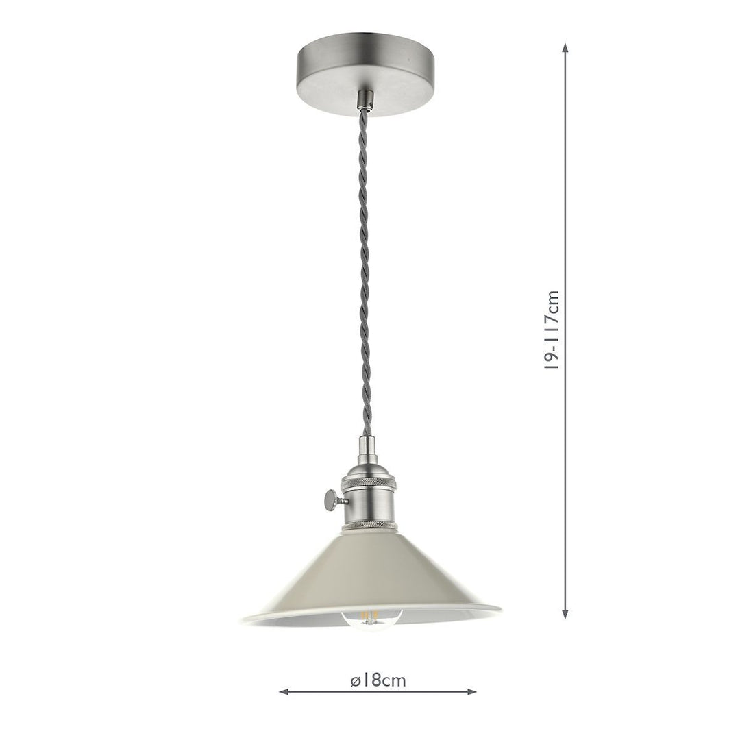 Dar HAD0161-06 Hadano 1 Light Pendant Antique Chrome With Cashmere Shade