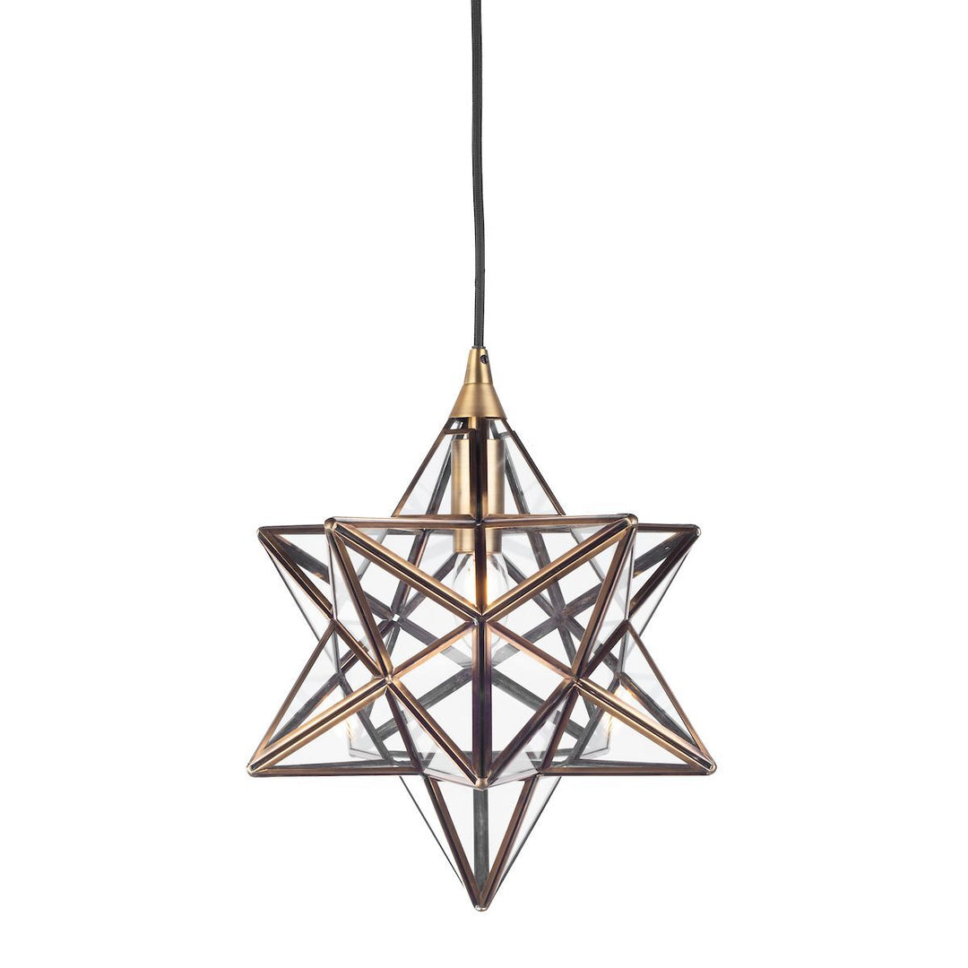 Dar ILA0175 | ILARIO Star Pendant | Antique Brass with Glass | Small