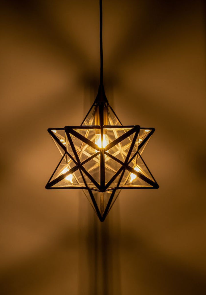 Dar ILA0175 | ILARIO Star Pendant | Antique Brass with Glass | Small