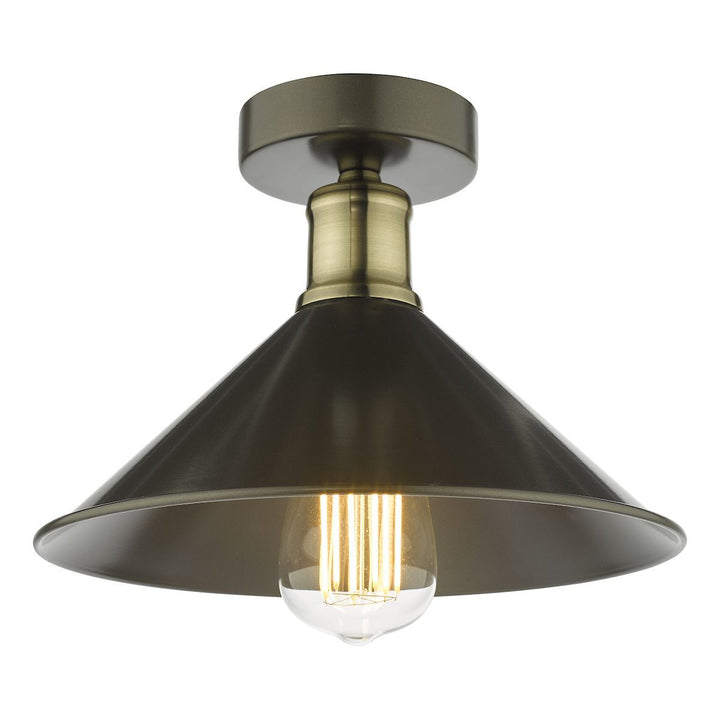 Dar JAL0161 | Jalen | 1 Light Flush Ceiling Light | Graphite and Antique Brass