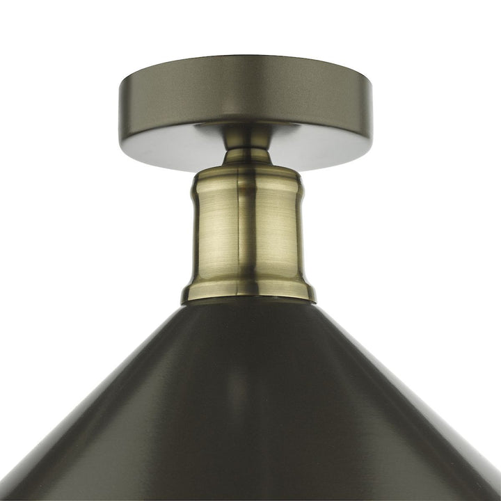 Dar JAL0161 | Jalen | 1 Light Flush Ceiling Light | Graphite and Antique Brass