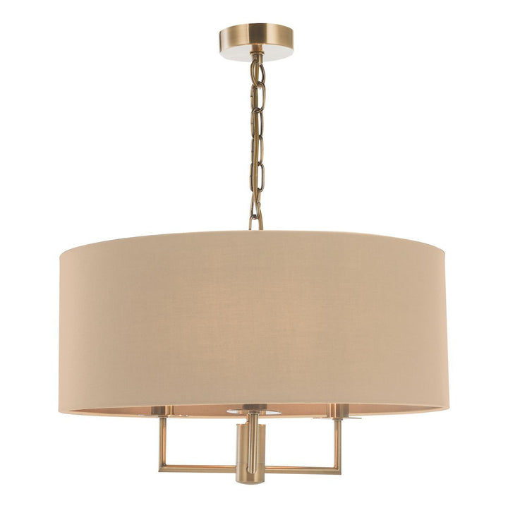 Dar JAM0301 | Jamelia 3 Light Shadelier | Antique Brass Taupe Shade