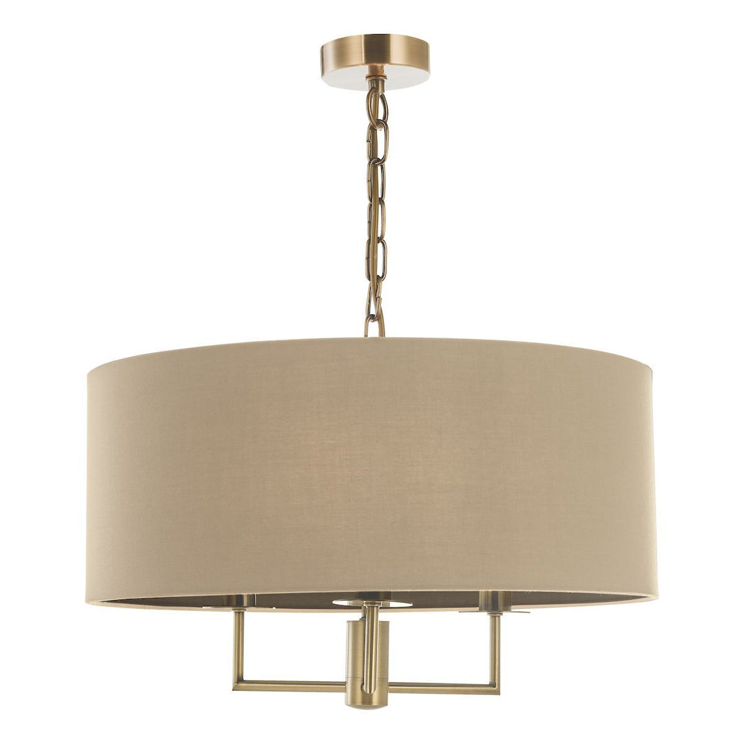 Dar JAM0301 | Jamelia 3 Light Shadelier | Antique Brass Taupe Shade