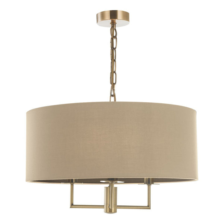 Dar JAM0301 | Jamelia 3 Light Shadelier | Antique Brass Taupe Shade