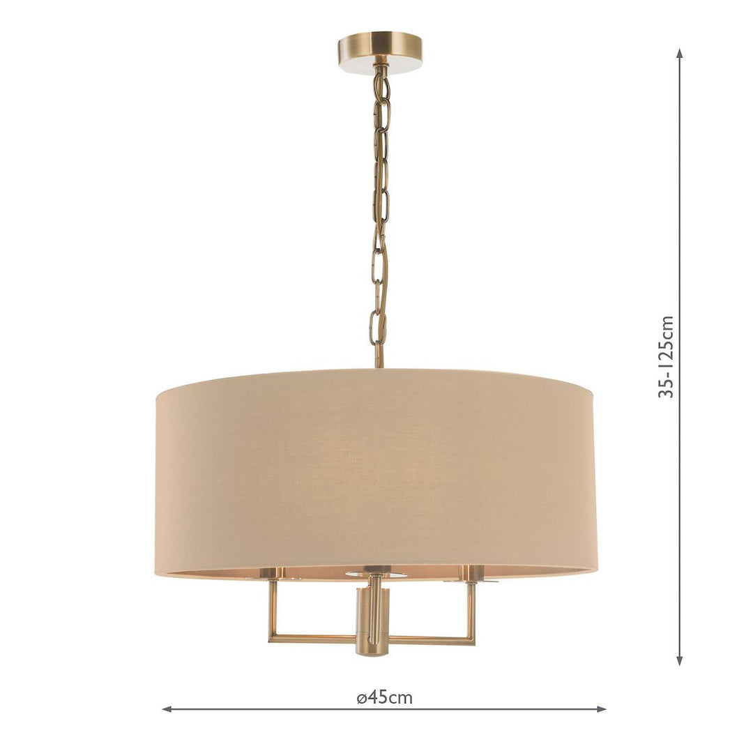 Dar JAM0301 | Jamelia 3 Light Shadelier | Antique Brass Taupe Shade