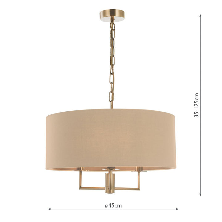 Dar JAM0301 | Jamelia 3 Light Shadelier | Antique Brass Taupe Shade