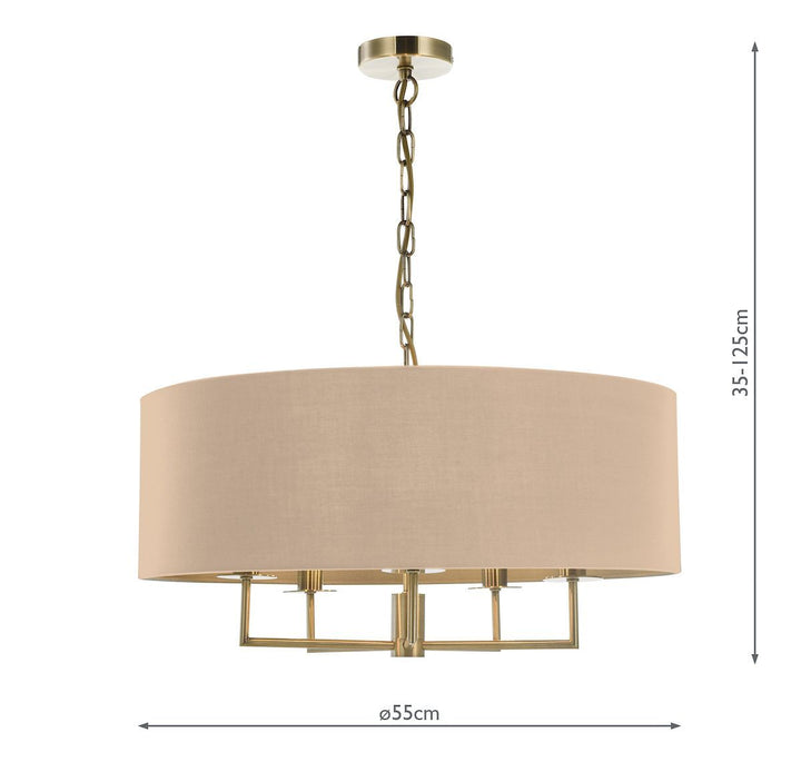 Dar JAM0501 | Jamelia 5 Light Shadelier | Antique Brass Taupe Shade