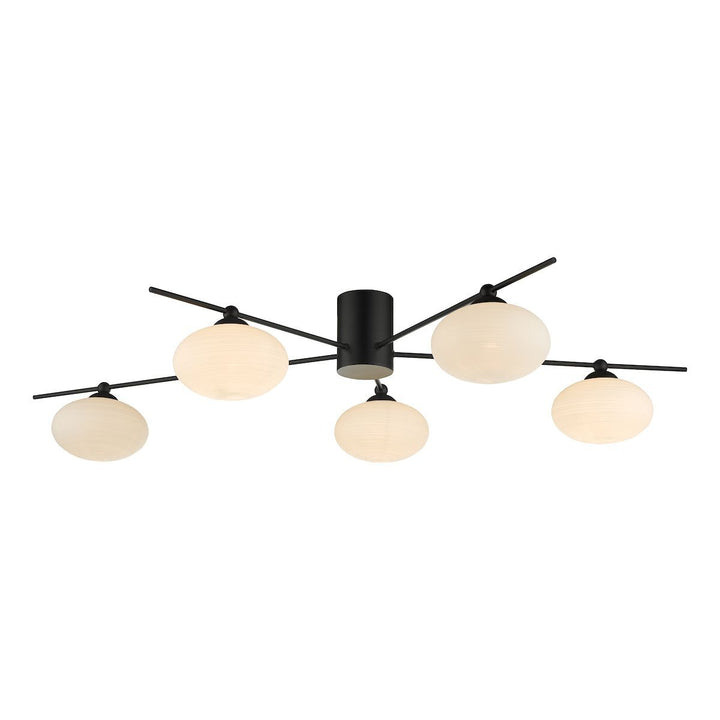 Dar JAS5422 | Jasper | 5-Light Semi Flush Ceiling Fixture | Matt Black