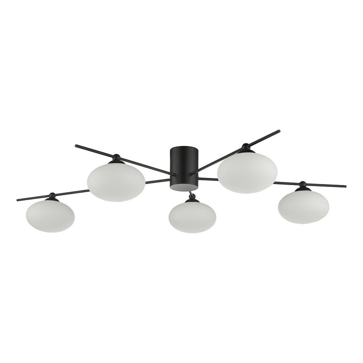 Dar JAS5422 | Jasper | 5-Light Semi Flush Ceiling Fixture | Matt Black